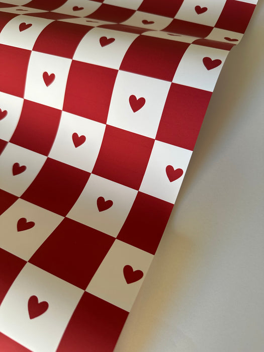 Valentine's Checkerboard Wrapping Paper