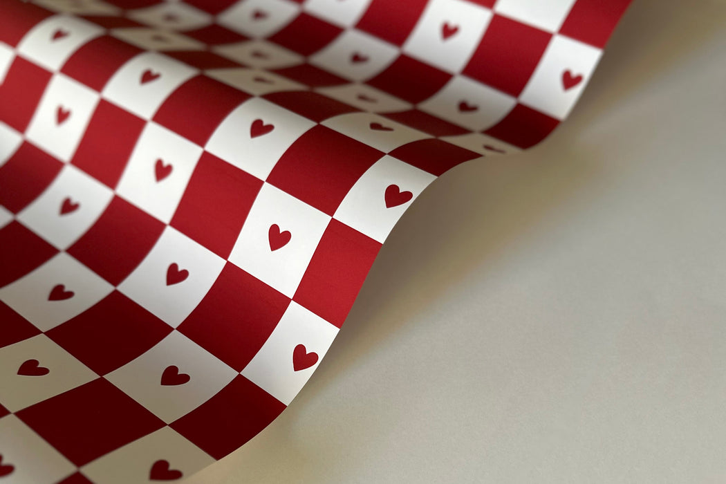 Valentine's Checkerboard Wrapping Paper