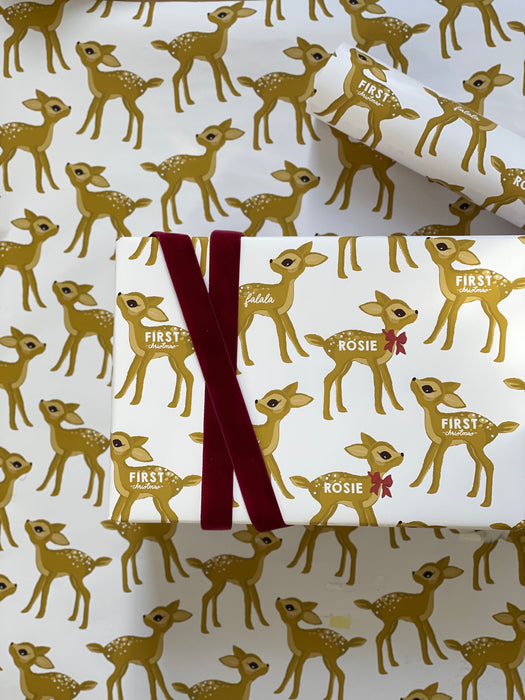 Personalisiertes Weihnachtsbambi-Geschenkpapier