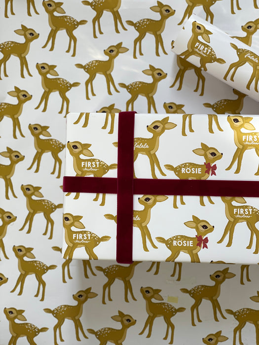 Personalisiertes Weihnachtsbambi-Geschenkpapier