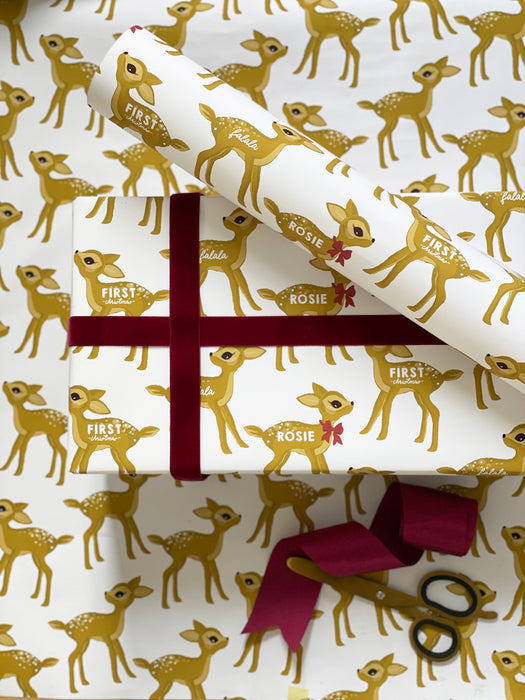 Personalisiertes Weihnachtsbambi-Geschenkpapier