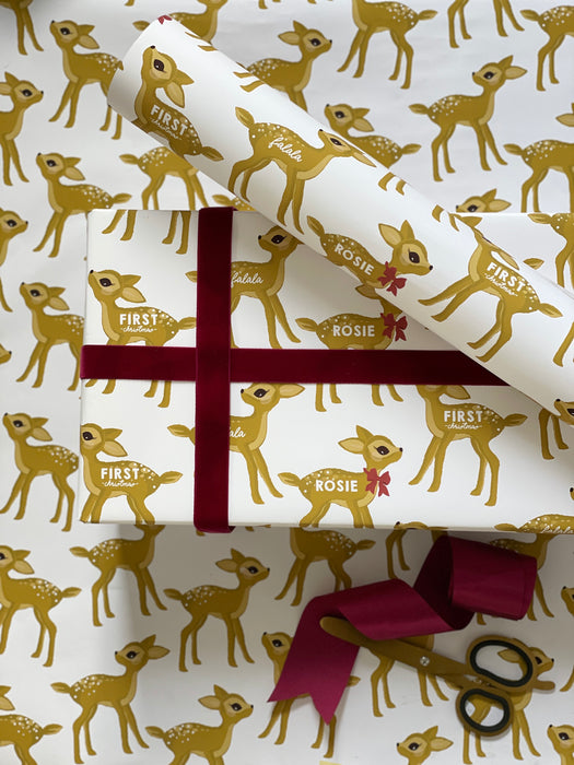 Personalisiertes Weihnachtsbambi-Geschenkpapier