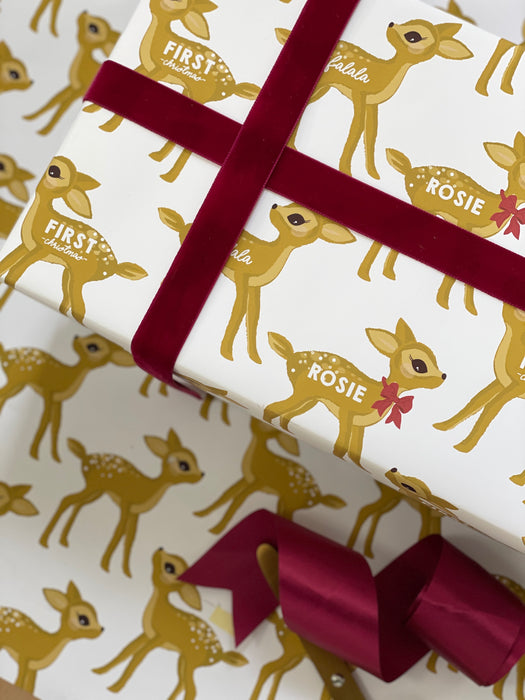 Papier cadeau Bambi de Noël personnalisé