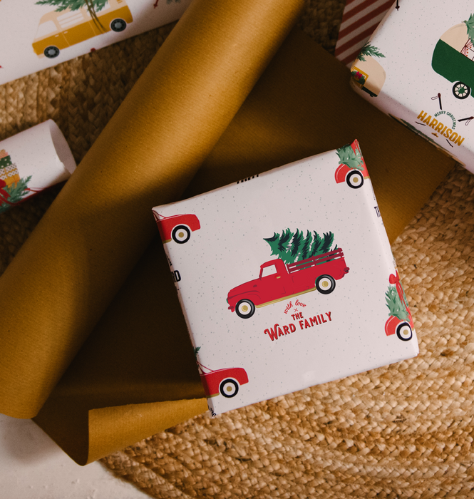 Personalised Driving Home Christmas Wrapping Paper
