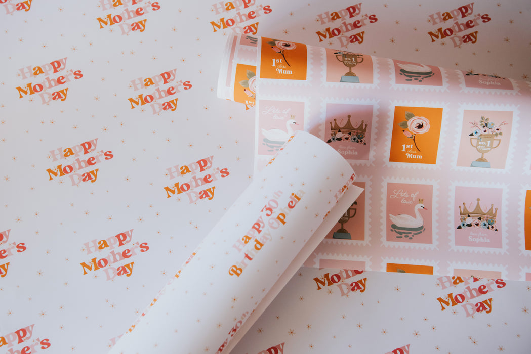 Personalised Mother's Day Stamps Wrapping Paper