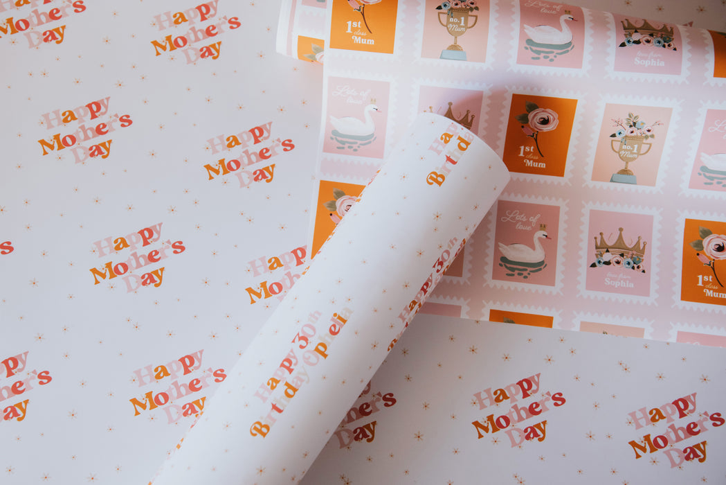 Personalised Mother's Day Stamps Wrapping Paper