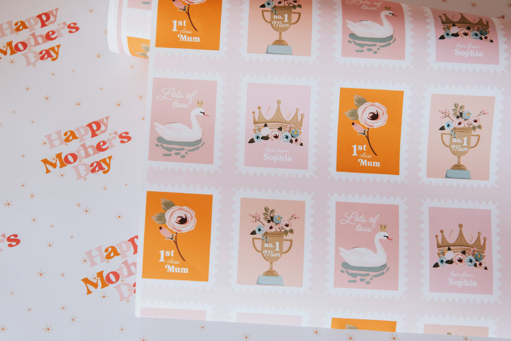 Personalised Mother's Day Stamps Wrapping Paper