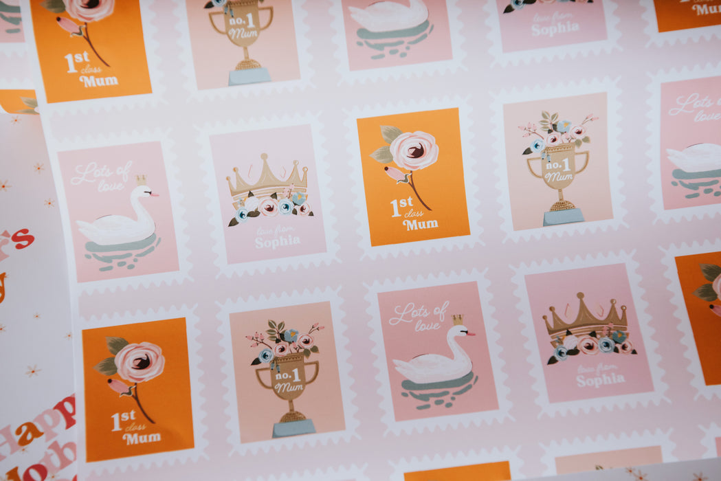 Personalised Mother's Day Stamps Wrapping Paper