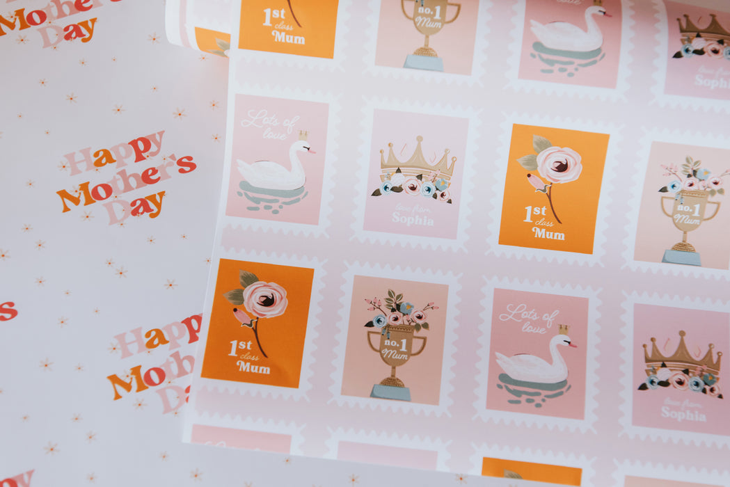 Personalised Mother's Day Stamps Wrapping Paper