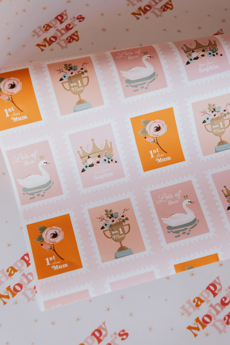 Personalised Mother's Day Stamps Wrapping Paper