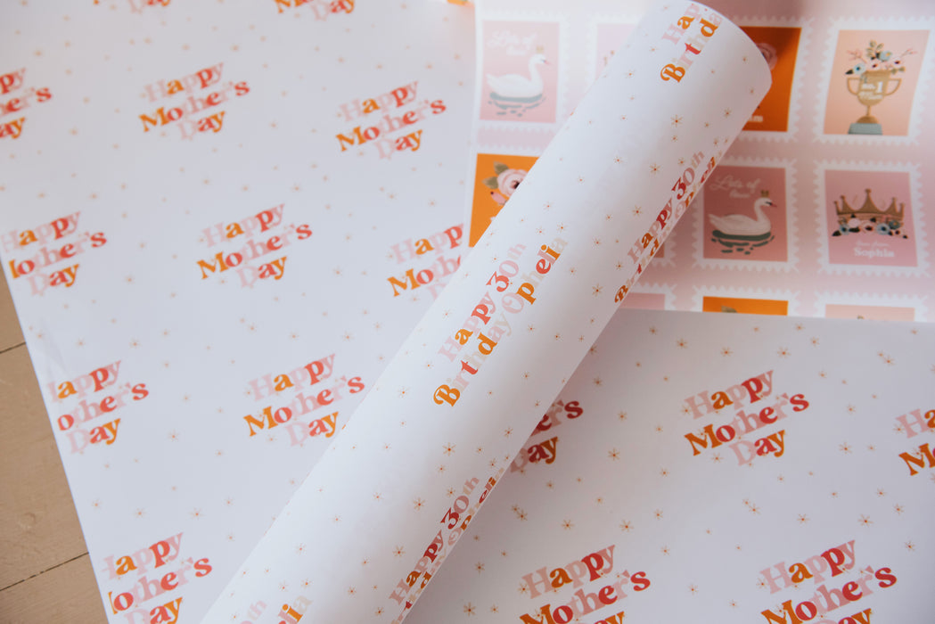 Personalised Mother's Day Stamps Wrapping Paper