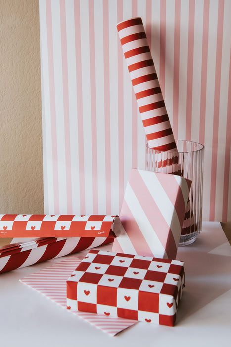 Valentine's Checkerboard Wrapping Paper