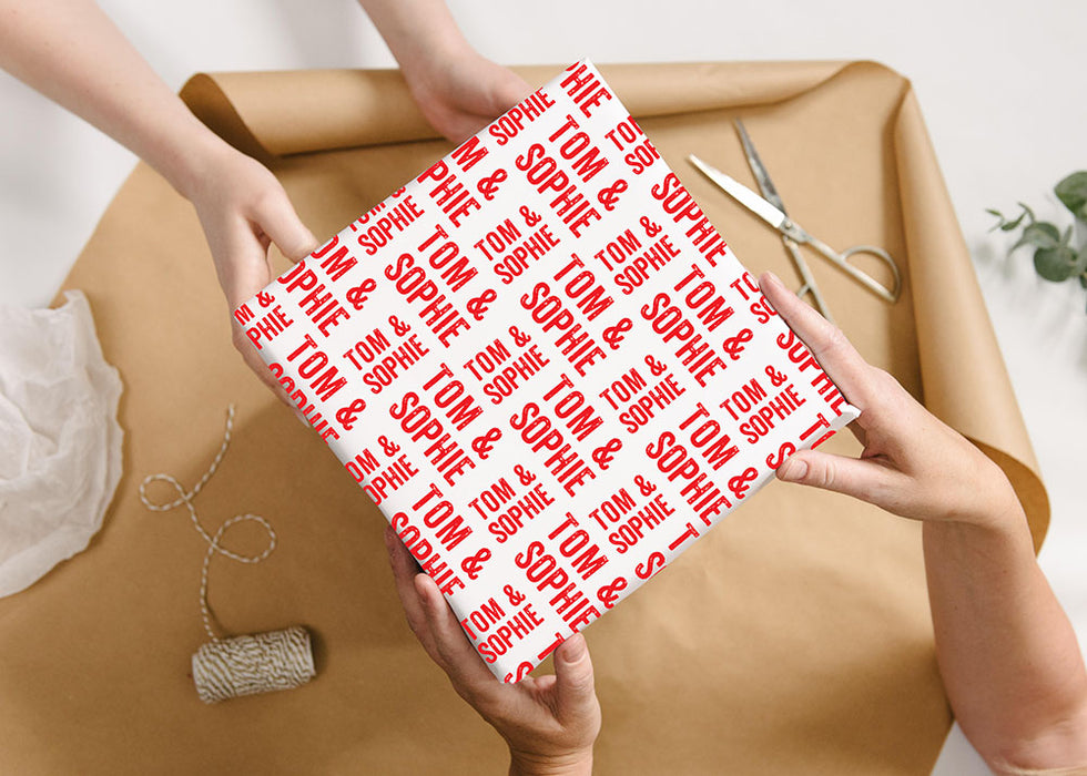 Personalised Letterpress Stamp Wrapping Paper