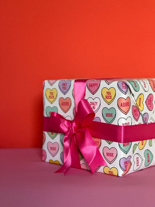 Valentine's Personalised Candy Heart Wrapping Paper