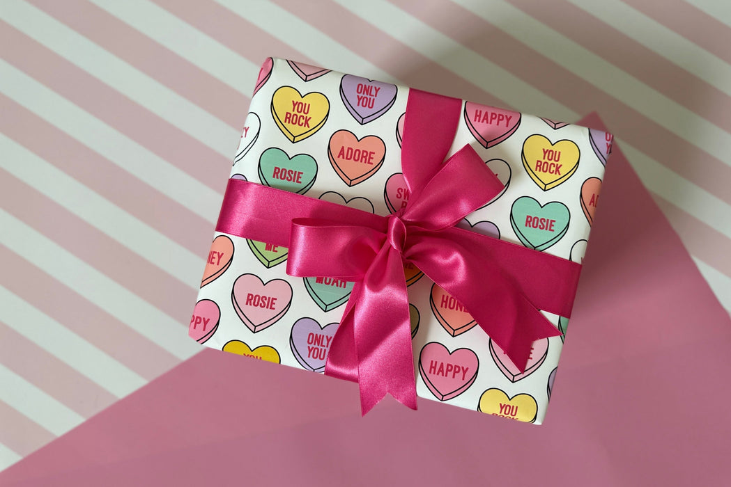 Hearts and Flowers Valentines Day Wrapping Paper