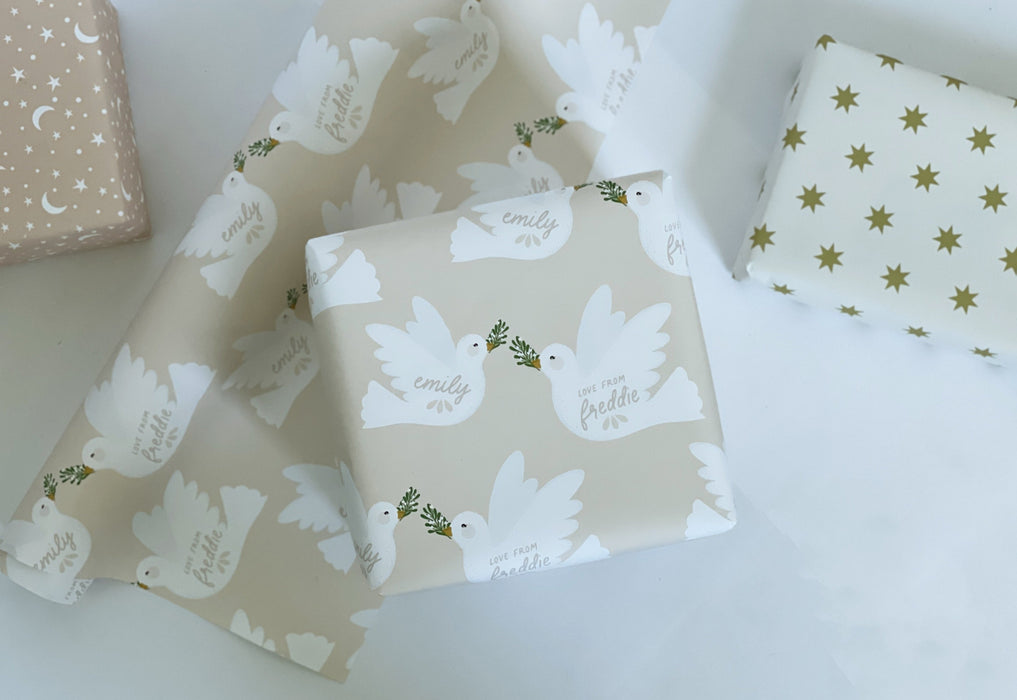 Personalised Turtle Dove Wrapping Paper
