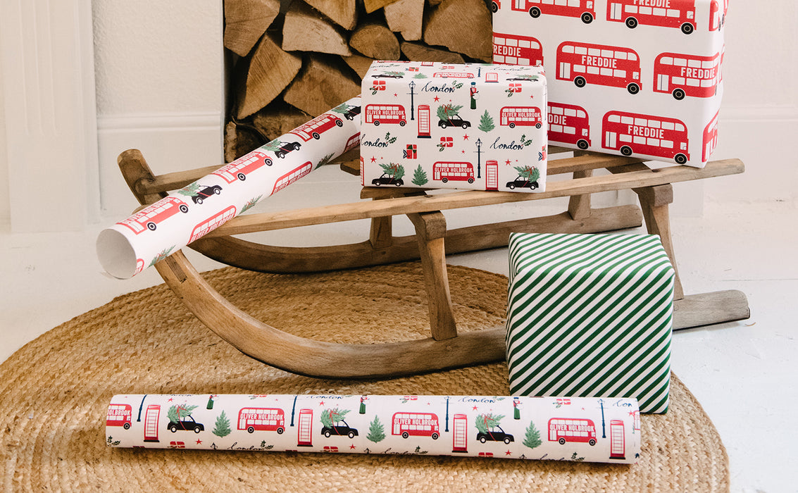Personalised Christmas London Scene Wrapping Paper