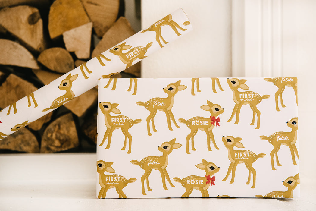 Papier cadeau Bambi de Noël personnalisé