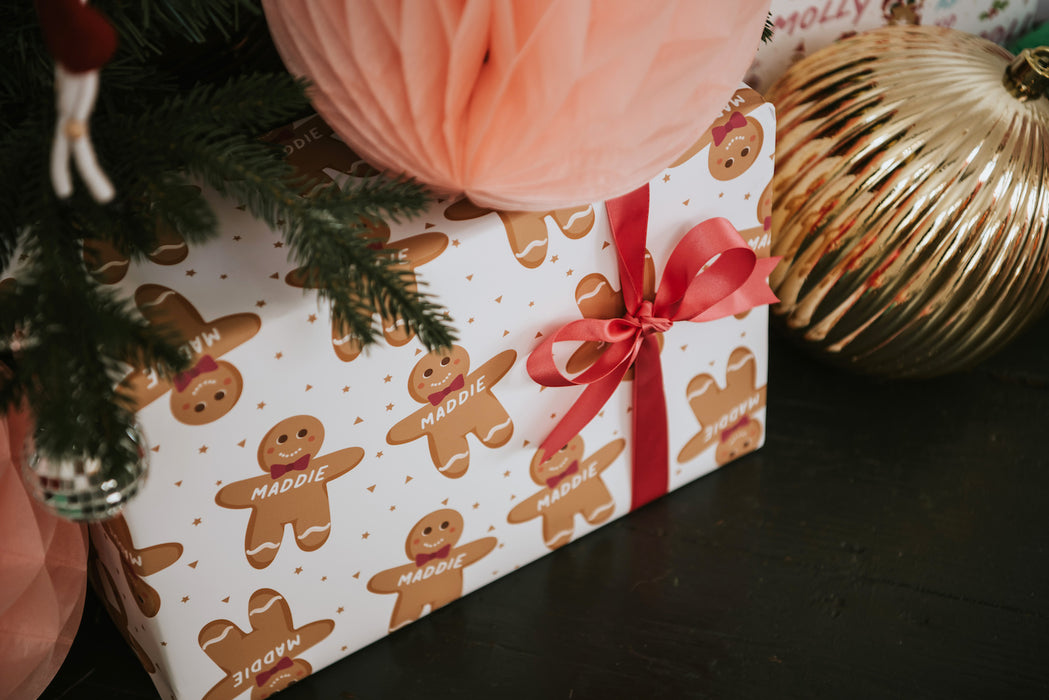 Personalisiertes Weihnachtslebkuchen-Mann-Packpapier