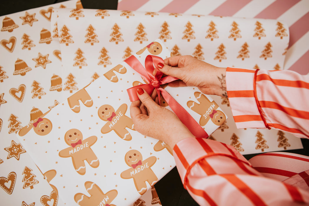 Personalised Christmas Gingerbread Man Wrapping Paper